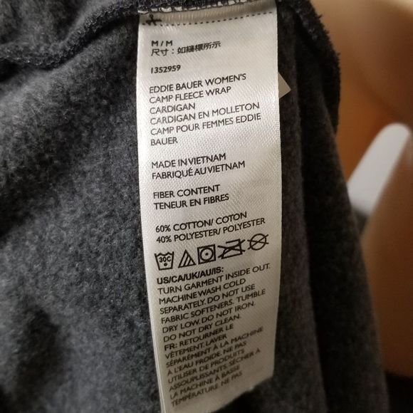 Eddie Bauer Open Blazer Medium M super soft fleece inside charcoal gray long sle - Picture 4 of 7
